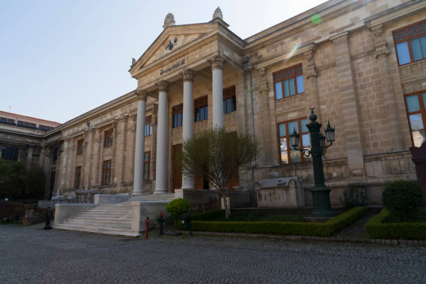 Istanbul, Turkey - April 14, 2022: Exterior shot of Istanbul Archaeology Museums ,located in the Eminonu district near Gulhane Park and Topkapi Palace.