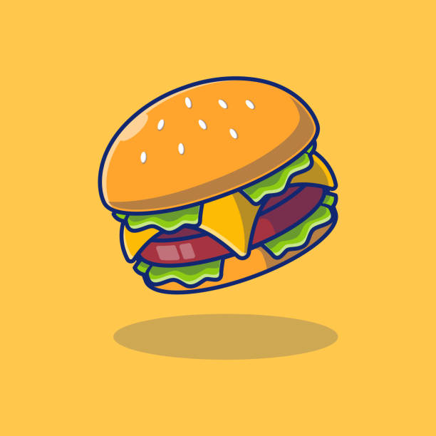 ilustrações de stock, clip art, desenhos animados e ícones de delicious burger vector illustration design - hambúrguer