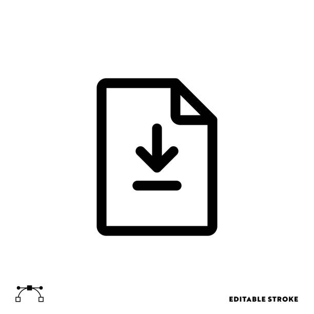 bildbanksillustrationer, clip art samt tecknat material och ikoner med download file line icon design with editable stroke. suitable for web page, mobile app, ui, ux and gui design. - nedladdning