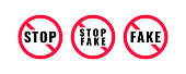 istock Fake news stamp design. Stop fake news on tv and social media. Stop fake and disinformation. Vector illustration 1396725747