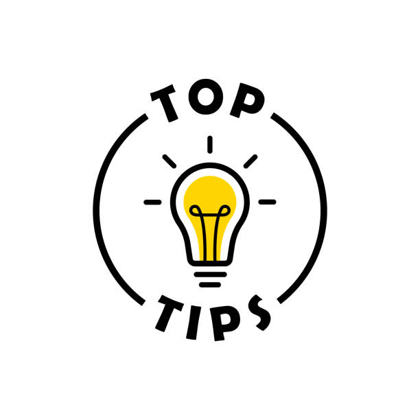 ilustrações de stock, clip art, desenhos animados e ícones de top tips circle message bubble with light bulb emblem. banner design for business and advertising. vector illustration - em cima de