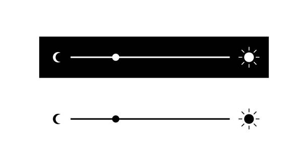 Brightness slider level control. Contrast and brightness adjustment. Design concept for mobile app, web page. Vector illustration Brightness slider level control. Contrast and brightness adjustment. Design concept for mobile app, web page. Vector illustration. computer settings screen stock illustrations