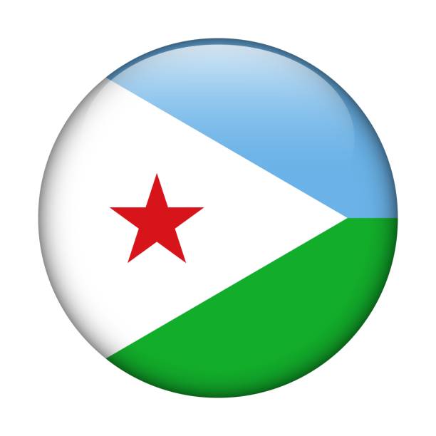 flaga dżibuti. ikona wektorowa. szklany przycisk do stron internetowych, aplikacji, interfejsu użytkownika. błyszczący baner. - symbol sign vector republic of djibouti stock illustrations