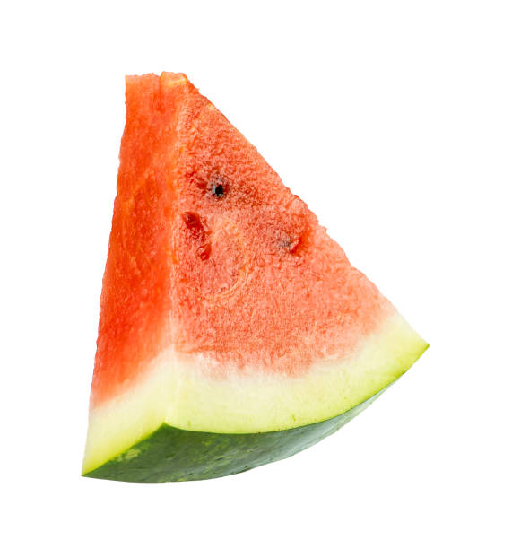 istock One slice of watermelon isolated on white background. 1396728089