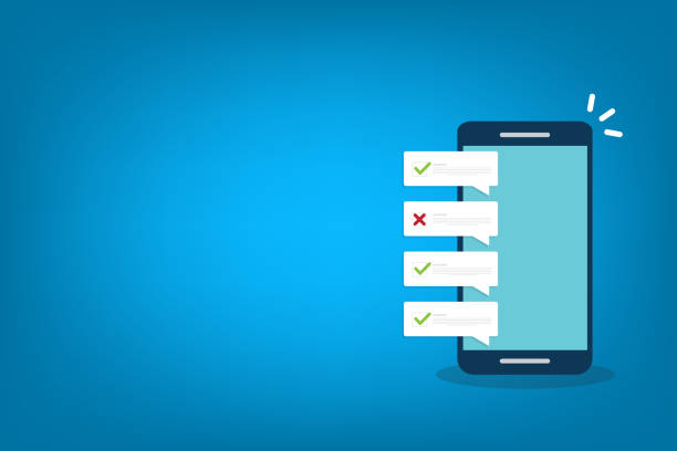 istock Check list document on smartphone, smartphone with paper check list and to do list with checkboxes, concept of survey, online quiz, completed things or done test, feedback. 1396728239