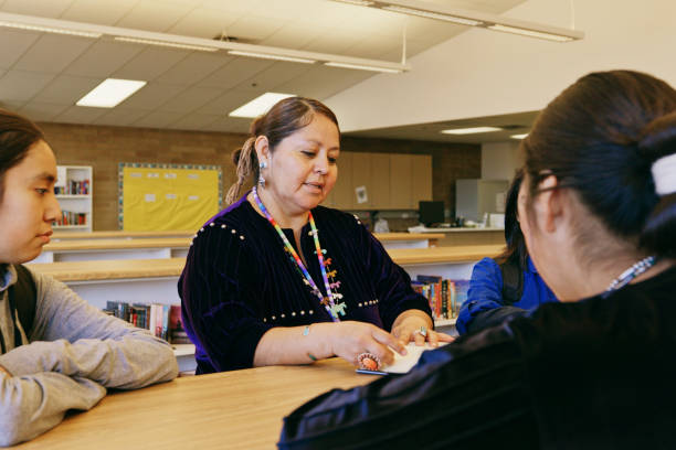 istock High School Teacher and Students in a School Library 1396729803