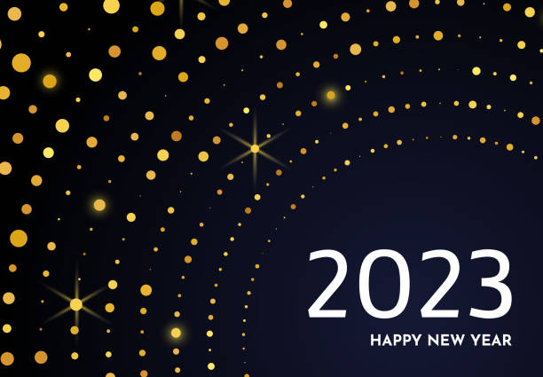 ilustrações de stock, clip art, desenhos animados e ícones de 2023 happy new year of gold glitter pattern - light bulb replace lighting equipment changing form