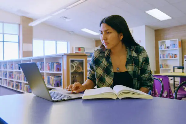 Photo of High School Student in a Library