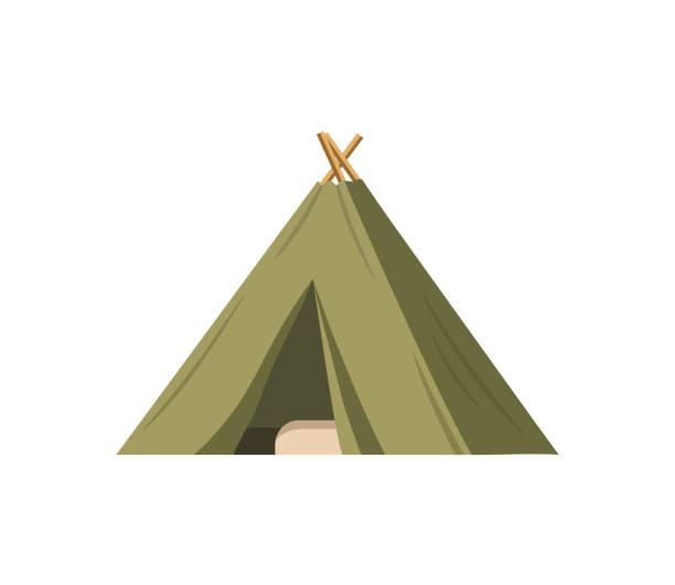 istock Green Pyramid Tent for Camping vector illustration. Isolated Outdoor illustration. Hiking, hunting, fishing canvas. 1396730795