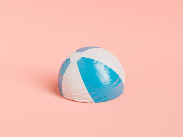 deflated beach ball with stripes - deflated imagens e fotografias de stock