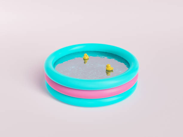 Inflatable pool with rubber ducks