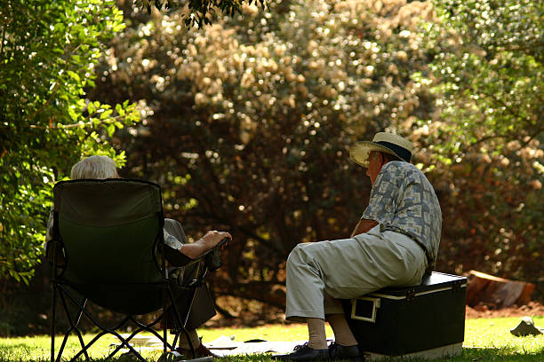 Old men talking stock photo