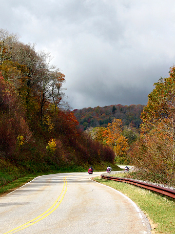 Autumn motor cycle trip on Cherohala scenic skyway