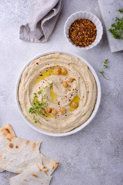 istock Hummus from chickpeas and pita bread. 1396738089