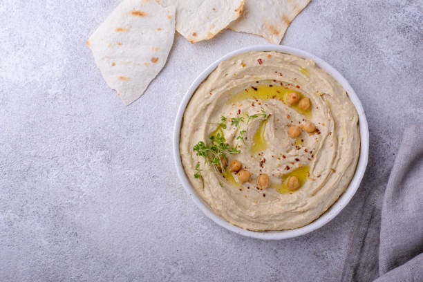 istock Hummus from chickpeas and pita bread. 1396738092