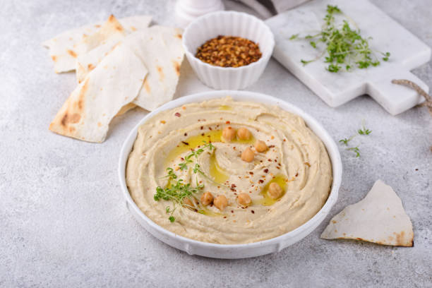 istock Hummus from chickpeas and pita bread. 1396738098