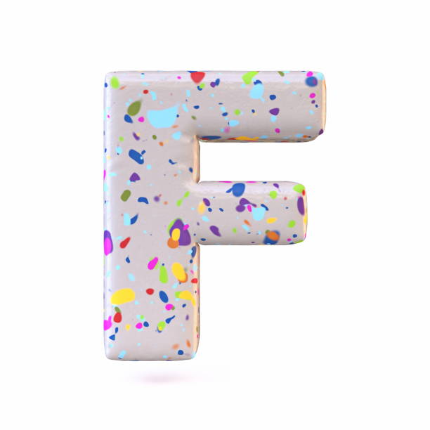 istock Colorful terrazzo pattern font Letter F 3D 1396741022