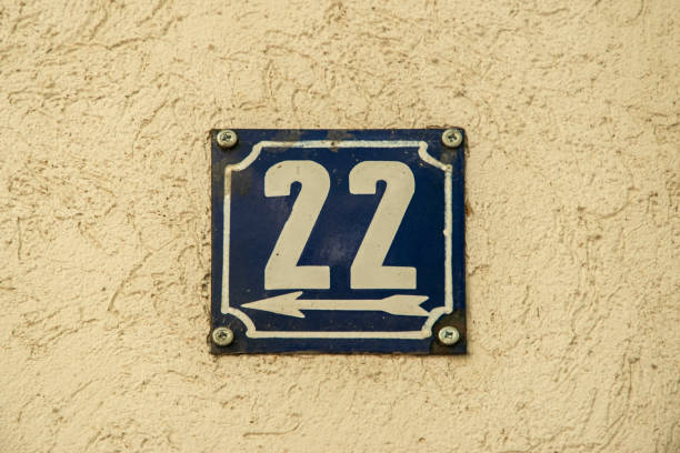 istock Weathered enamelled plate number 22 1396741573