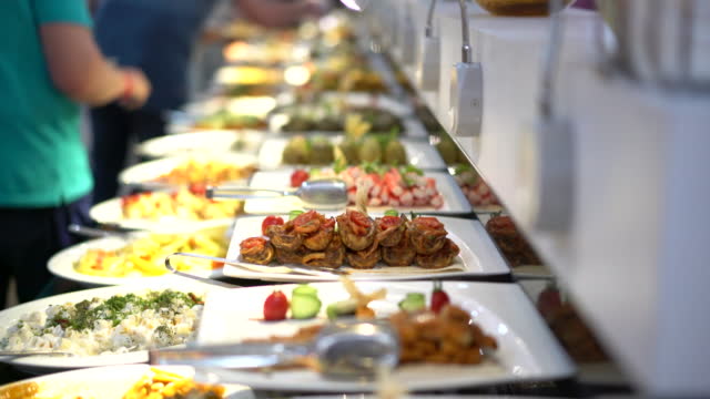 Buffet food and appetizers party at restaurant