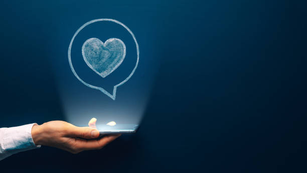 istock Like icon in a bubble under smartphone. Cellphone with screen notification symbol. Social media feedback message. Copy space. 1396744534