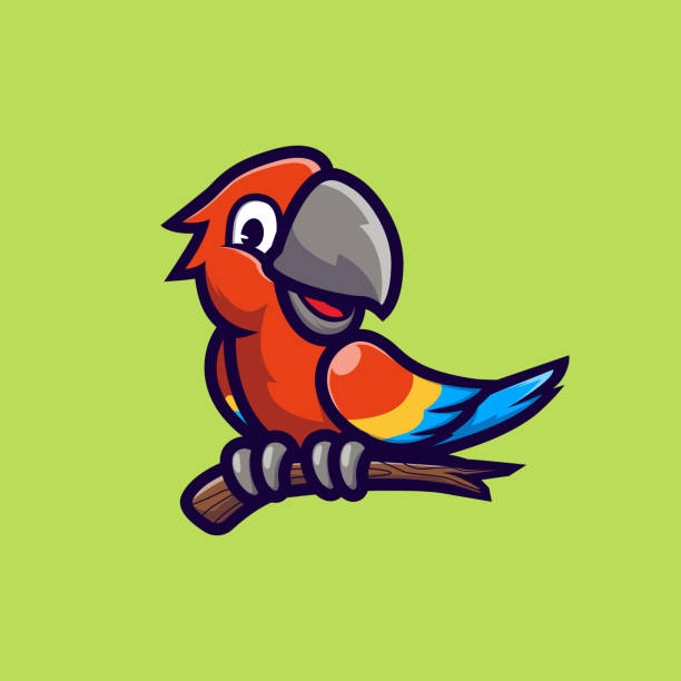 попугай векторная иллюстрация дизайн - parrot multi colored bird perching stock illustrations
