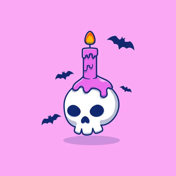 Vector illustration of vector illustration design skull with candle on it