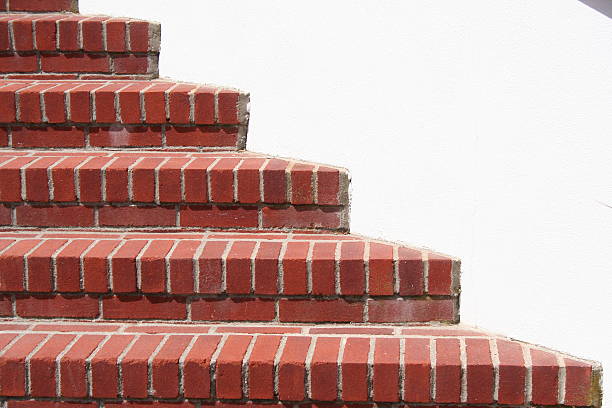 red bricks stairs stock photo