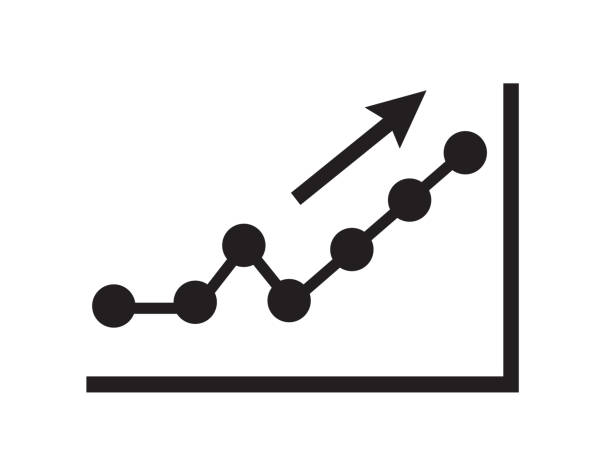 einzelnes diagramm infografik diagramm ein einzelnes symbol silhouette symbol - graph arrow sign chart single line stock-grafiken, -clipart, -cartoons und -symbole