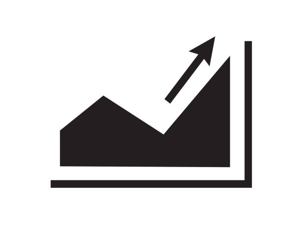 einzelnes diagramm infografik diagramm ein einzelnes symbol silhouette symbol - graph arrow sign chart single line stock-grafiken, -clipart, -cartoons und -symbole