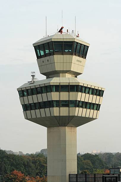 airport tower germany berlin tegel stock photo