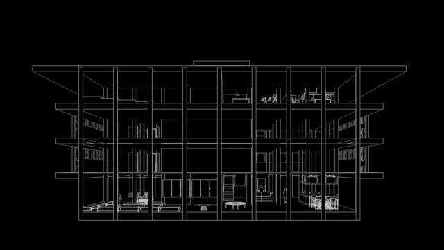 3D Animation of building drawing in loop