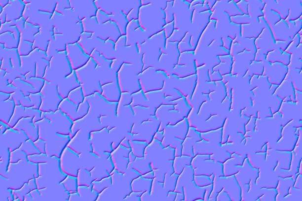 istock Normal map seamless texture of cracked dry soil 1396761704