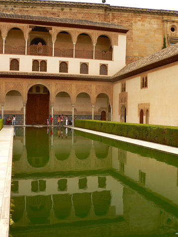 Pool in Alhambra castle, Granada, Spain.