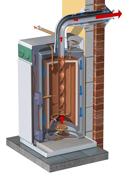 Cutaway of domestic water heater.
