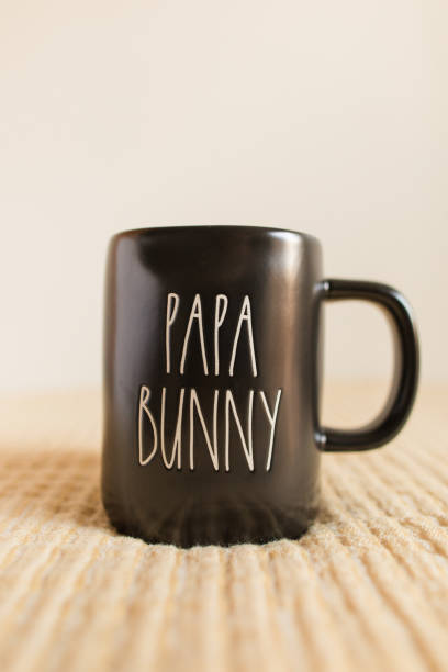istock Black 'Papa Bunny' Mug For Spring, Easter & Father's Day Morning Coffee 1396769047