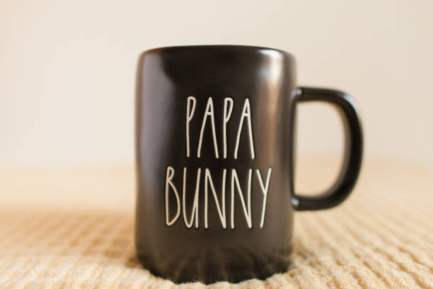 Black Papa Bunny Mug For Spring, Easter & Father's Day Morning Coffee.