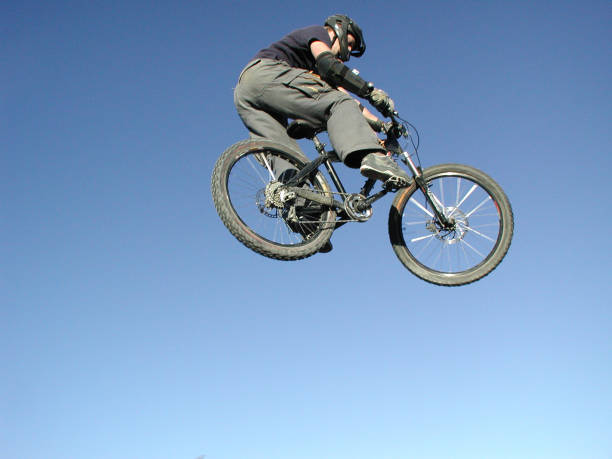 istock Extreme mountain biker catching big air. 139677002
