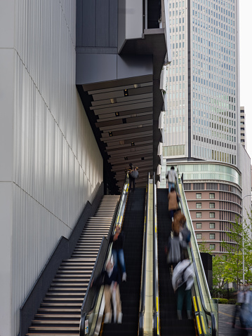 Osaka Umeda 19/Apr./2022 : People use escalators
