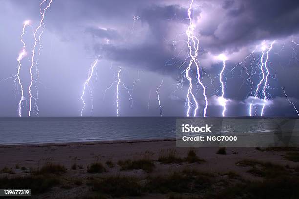Lightning Show Stock Photo - Download Image Now - Lightning, Beach, Florida - US State