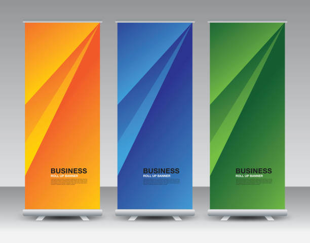 Business Roll Up banner set, roll up banner design, banner stand or flag design, j-flag, x stand, x banner, exhibition show, Stand Design, poster, ads, geometric background template, vector Business Roll Up banner set, roll up banner design, banner stand or flag design, j-flag, x stand, x banner, exhibition show, Stand Design, poster, ads, geometric background template, vector hoisting stock illustrations