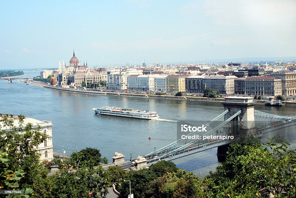 Budapeste Danúbio vista da Ponte das Correntes - Royalty-free Ao Ar Livre Foto de stock