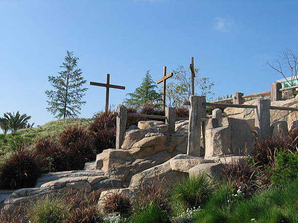 The Cross and the Tomb stock photo