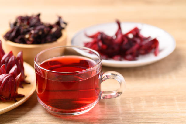 istock Roselle tea in cup glass, Herbal drink 1396778017