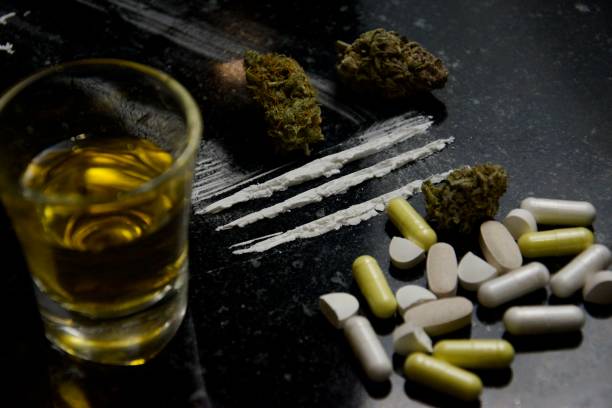 Drug Collection A symbolized representation of drugs. The components of this picture are not real drugs. cocaine stock pictures, royalty-free photos & images