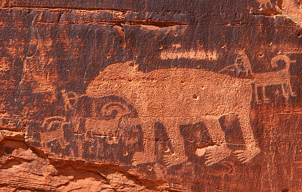 Petroglyph bear stock photo