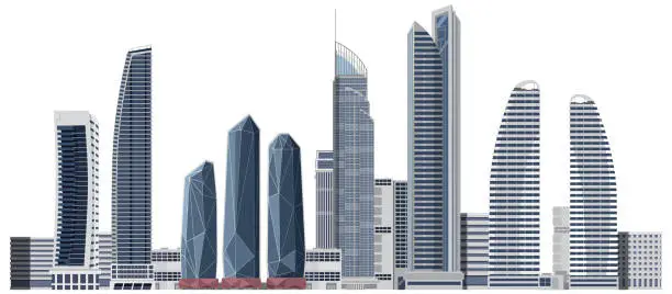 Vector illustration of Set of high rise building in Gold Coast Queensland Australia