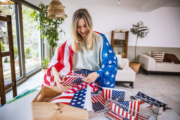 istock Decorating apartment  for celebrating Fourth of July 1396783644