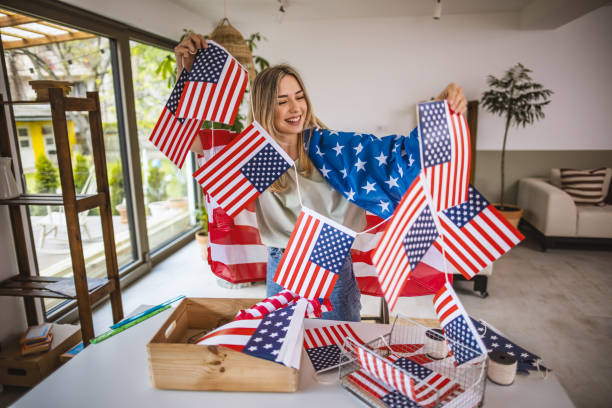 istock Decorating apartment  for celebrating Fourth of July 1396783707