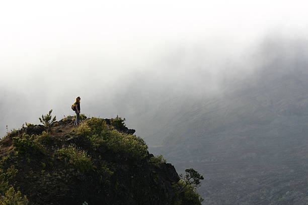 Lady Hiker looking out - High Ridge on Haleakala Volcano