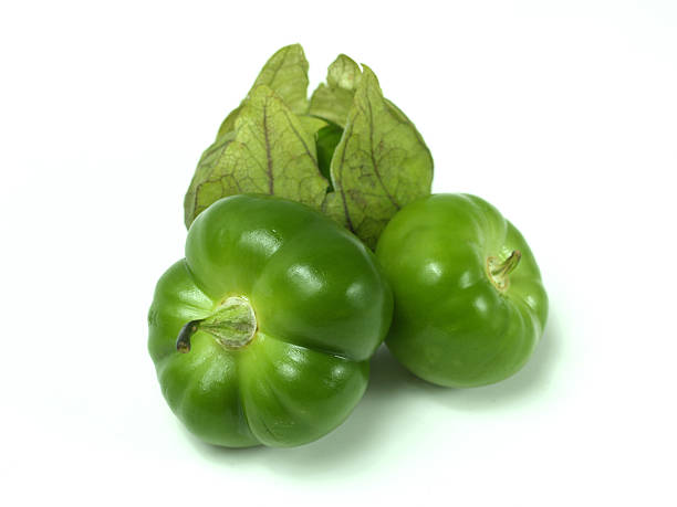 group of tomatillos にホワイト - husk tomato ストックフォトと画像